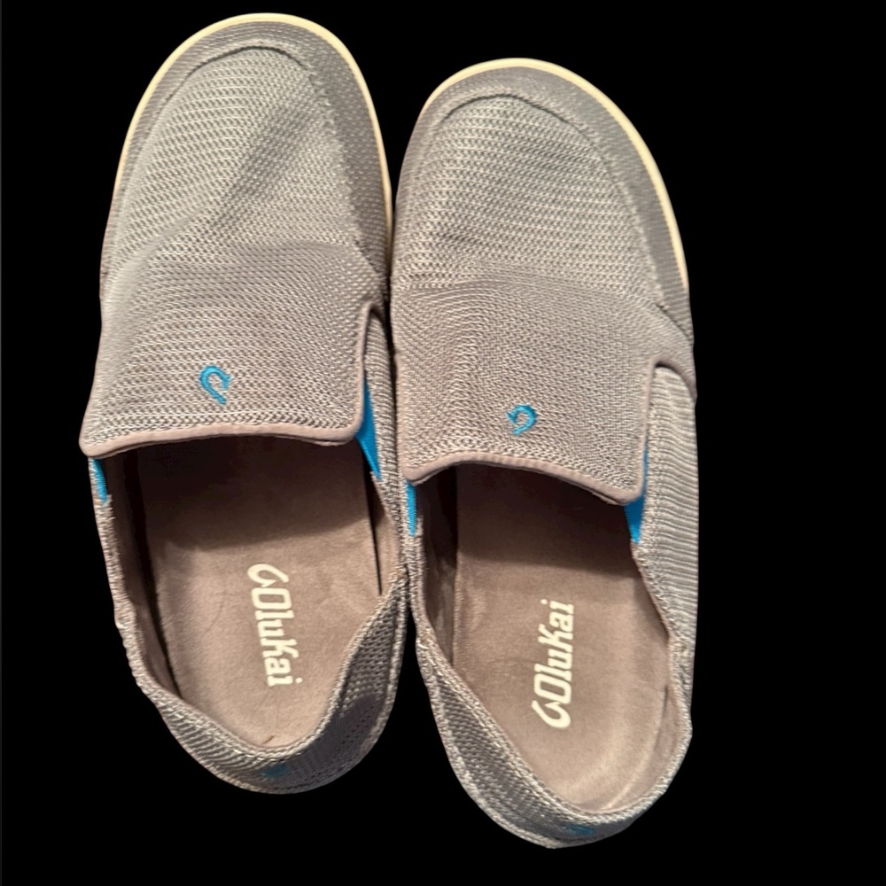 OluKai Charcoal Slip-On Loafers